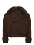 Gina Tricot - Short Faux Fur Collar Jacket - Kunstkarusnahk - M