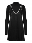 Maje - Black Satin Dress With Jeweled Straps - Vabalt langevad kleidid - 38