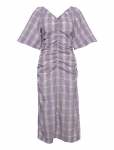 GANNI - Seersucker Check V-Neck Fitted Midi Dress - P&otilde;lveni ja midi - 42