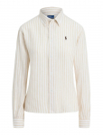 Polo Ralph Lauren - Wide Cropped Gingham Linen Shirt - Pikkade varrukatega - XL