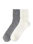 Lindex - 2-Pack Ribbed Socks In Merino Wool Blend - Tavalised sokid - 34/36