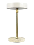 Dyberg Larsen - Moonlight Led Genopladelig Bordlampe Beige, Travertin, Messing - Laualambid - ONE SIZE