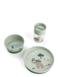 Done By Deer - Foodie Dinner Set W/360&deg; Cup Tiny Trails Green - Beebin&otilde;ude komplektid - PLATE:&Oslash; 18X H 3CM.BOWL:&Oslash; 12.5X H 5.5CM.CUP:&Oslash;7.5X H 11CM
