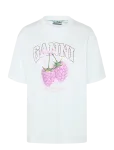 Ganni - Long-Sleeve T-Shirt With Raspberries - L&uuml;hikeste varrukatega - XS