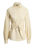 Lauren Ralph Lauren - Tie-Front Cotton-Blend Shirt - Pikkade varrukatega - XL