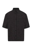 Weekday - Boxy Short-Sleeved Cotton Shirt - L&uuml;hikeste varrukatega s&auml;rgid - S