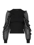 French Connection - Krista Mix Ruffle Trim Slv Top - Pikkade varrukatega - S
