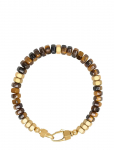 Nialaya - Men's Hexagon Beaded Bracelet With Tiger Eye And Gold - K&auml;ev&otilde;rud - L