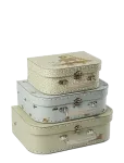 Smallstuff - Suitcase Set L, M, S, Hearts, Birds And Flowers - Reisitarvikud - 29.2X19X9.5AND 25.2X17.7X8.5AND 20X14.5X8CM