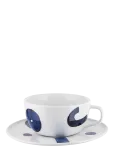 Alessi - Set Of Teacup With Saucer In White Porcelain Pattern Design By Samiro Yunoki - Teetassid - H:13CM