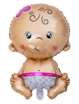 Joker - Foil Balloon Sitting Baby Pink - Peotarbed - 70 cm