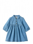 Copenhagen Colors - Organic Denim Dress W. Puff Sleeves - Pikkade varrukatega vabaajakleidid - 110