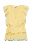 Vero Moda - Vmsabrina Ss Flounce Top Wvn Exp - L&uuml;hikeste varrukatega - M