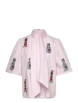 Stella Nova - Embroidered Bow Shirt - L&uuml;hikeste varrukatega - 34