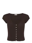 Monki - Short-Sleeved Crochet Top - L&uuml;hikeste varrukatega - XS