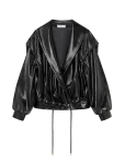 Laagam - Tyra Real Leather Black Bomber Jacket - Nahk - XS/34