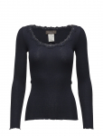 Rosemunde - Rwbabette Silk Ls U-Neck Lace T-Shirt - Pikkade varrukatega - M
