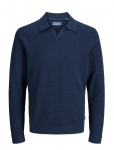 Jack & Jones - Jprbluriley Knit Split Neck Ls Sn - Pikkade varrukatega kootud polos&auml;rgid - XXL
