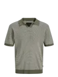 Jack & Jones - Jprblahudson Knit Split Neck Ss Sn - L&uuml;hikeste varrukatega kootud polos&auml;rgid - S