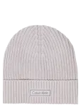 Calvin Klein - Patch Chunky Rib Cotton Beanie - Kootud m&uuml;tsid - ONE SIZE