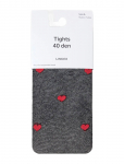 Lindex - Tights 40 Den Red Hearts - Sukkp&uuml;ksid - XS
