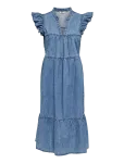 ONLY - Onlshania S/L Frill Midi Dnm Dress Akm - P&otilde;lveni ja midi - M