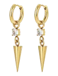 Bud To Rose - Spike Crystal Earring Clear/Gold - R&otilde;ngad - ONE SIZE
