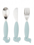Done By Deer - Easy-Grip Cutlery Set Deer Friends Blue - S&ouml;&ouml;giriistad - H:14.4CM