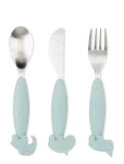 Done By Deer - Easy-Grip Cutlery Set Deer Friends Blue - S&ouml;&ouml;giriistad - H:14.4CM