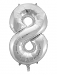 Joker - Foil Balloon Number 8 Silver 86 Cm - Peotarbed - 86 cm