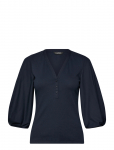 Lauren Ralph Lauren - Rib-Knit Balloon-Sleeve Henley Top - L&uuml;hikeste varrukatega - S