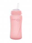 Everyday Baby - Glass Straw Bottle Healthy + Rose Pink - Nokaga tasssid - 240 ml