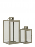 House Nordic - Alva - Lanterns, Metal/Glass, Green, Set Of 2 - Indoor Lanterns - 40X19.5X19.5CM