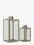 House Nordic - Alva - Lanterns, Metal/Glass, Green, Set Of 2 - Indoor Lanterns - 40X19.5X19.5CM