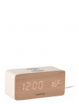 KARLSSON - Alarm Clock Block W. Phone Charger Led White Wash Veneer, White Led - &Auml;ratuskellad - H 7.1CM