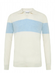 Davida Cashmere - Man Open Collar One Stripe - Pikkade varrukatega kootud polos&auml;rgid - M