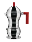 Alessi - Espresso Maker In Aluminum Handle/Knob In Pa, Red Induction Filter American Coffee 6 Cups - Mokakannud - 6 CUPS