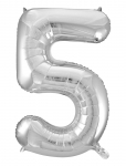 Joker - Foil Balloon Number 5 Silver 86 Cm - Peotarbed - 86 cm