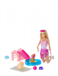 Barbie - Puppy Pool Party Playset With Doll, Pool, Doghouse & Slide, 2 Pet Figures & 6 Accessories - Nukud - ONE SIZE
