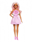Barbie - Fashionistas Doll #238 In Strapless Rose Dress, Pink Hair With Barrette Accessory - Nukud - ONE SIZE