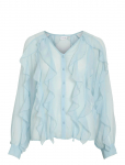 Vila - Vimitalla V-Neck L/S Flounce Shirt - Pikkade varrukatega - 44