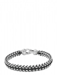 Nialaya - Men's Black Woven 8 Mm Box Chain Bracelet In Silver - K&auml;ev&otilde;rud - M