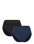 Schiesser - Retro Period Panties, 2-Pack, Lace, Black/Dark Blue - Schiesser Care - K&otilde;rge v&ouml;&ouml;kohaga alusp&uuml;ksid - L