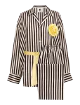 Sleeper - The Rose Oversized Pajama Set In Stripes With Yellow Trim - Pidžaamad (komplektid) - XL