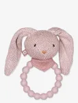 Smallstuff - Rattle, Silicone Ring W. Knitted Bunny, Soft Powder - K&otilde;ristid - ONE SIZE 10 cm