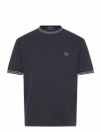 Fred Perry - Ribbed Jersey T-Shirt - L&uuml;hikeste varrukatega - XXL