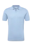 Davida Cashmere - Man Fine Knit Open Collar T-Shirt - L&uuml;hikeste varrukatega kootud polos&auml;rgid - M