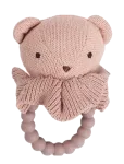 Smallstuff - Rattle, Bear Face On Silicone Ring, Soft Rose - K&otilde;ristid - ONE SIZE