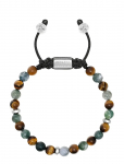 Nialaya - Men's Beaded Bracelet With Aquatic Agate, Brown Tiger Eye And Silver - K&auml;ev&otilde;rud - M