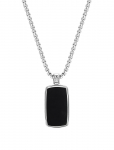 Nialaya - Black Onyx Dog Tag Necklace In Silver - Kaelakeed - 22